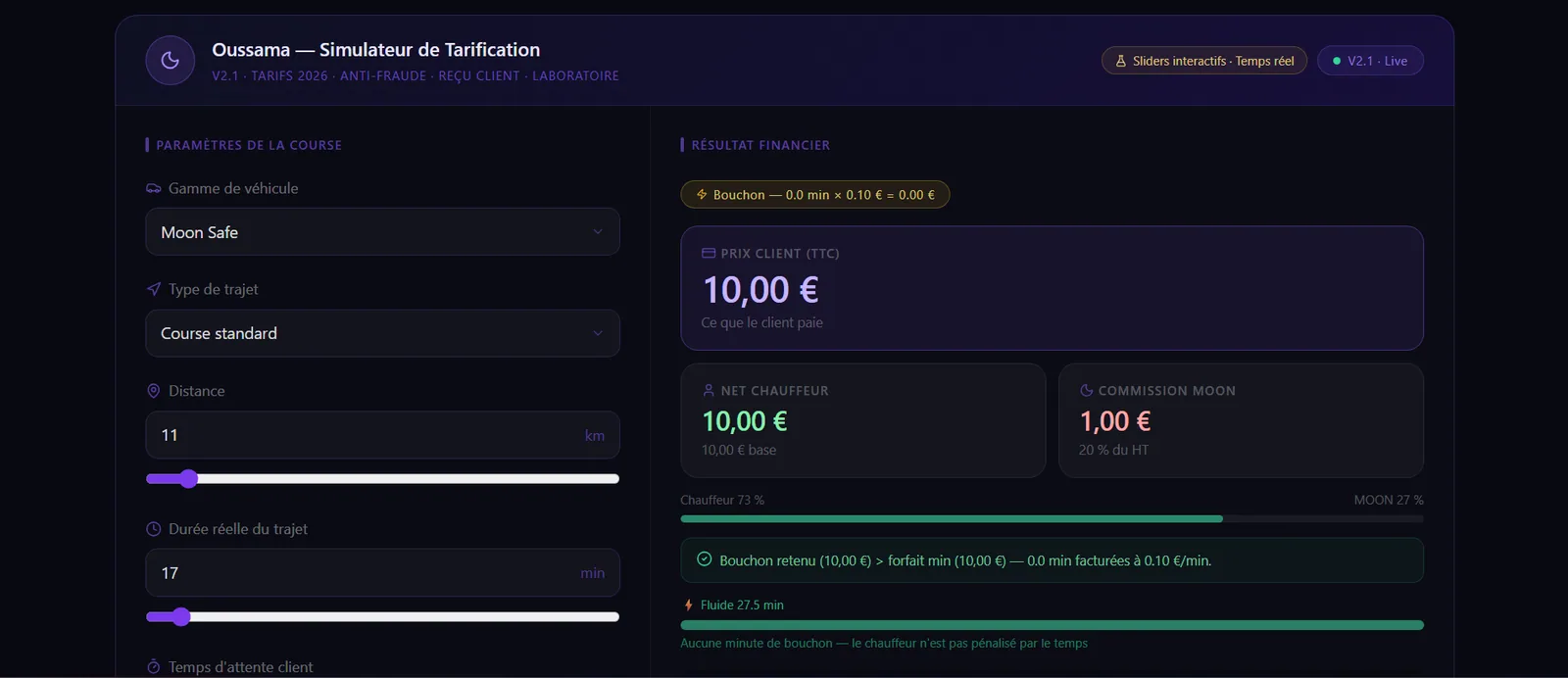 Moon Mobility pricing engine